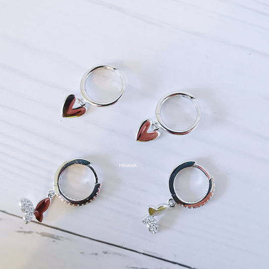 Sterling Silver Butterfly Heart earrings