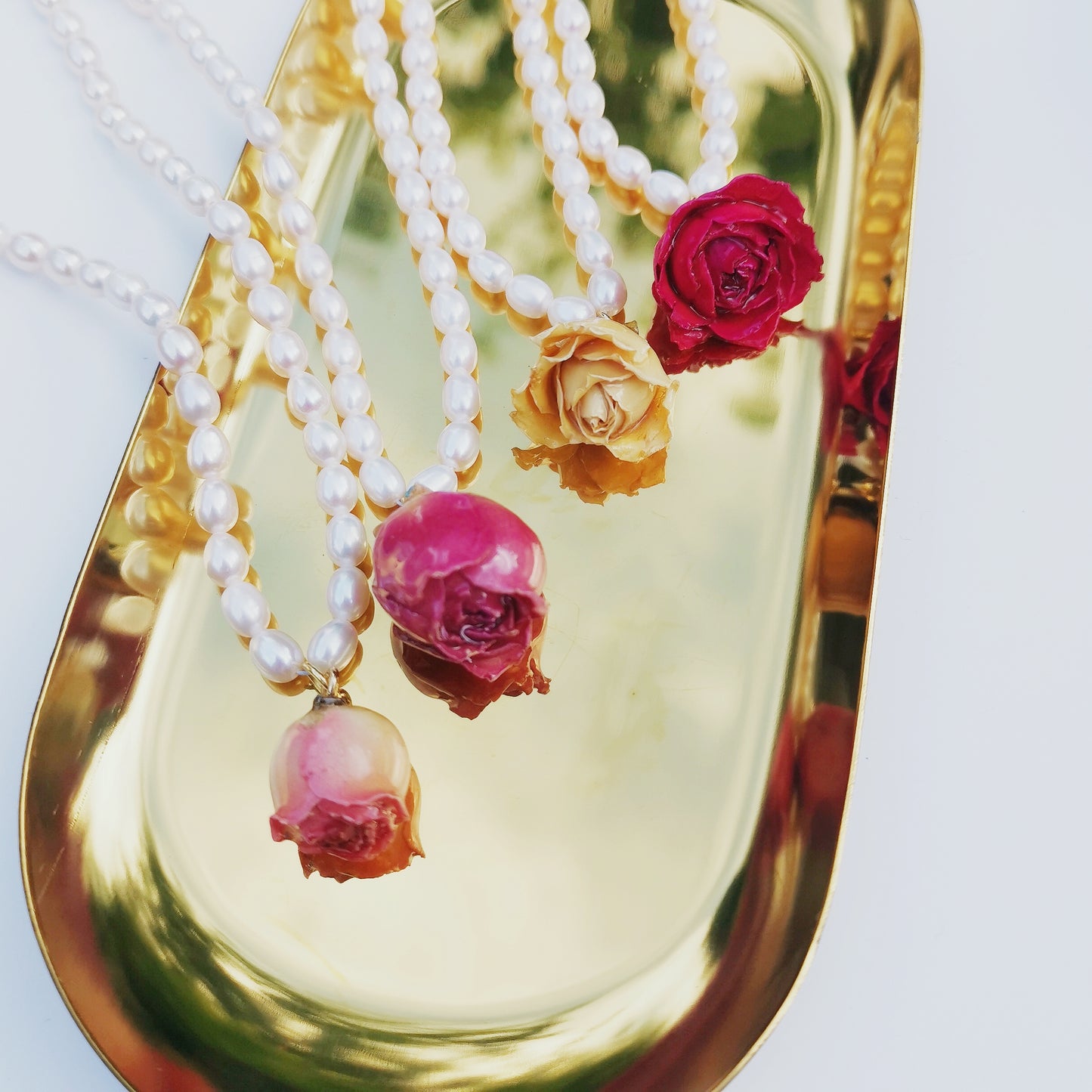 Real Rose with Freshwater Strand