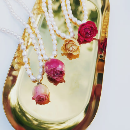 Real Rose with Freshwater Strand
