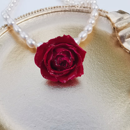 Real Rose with Freshwater Strand