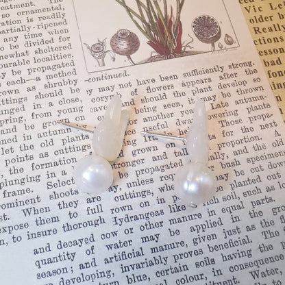 Silver Shell and Pearl Rabbit Studs