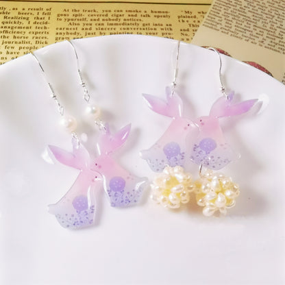 Silver Floral Rabbit Earrings