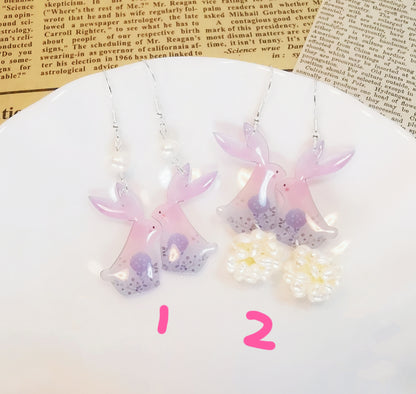 Silver Floral Rabbit Earrings