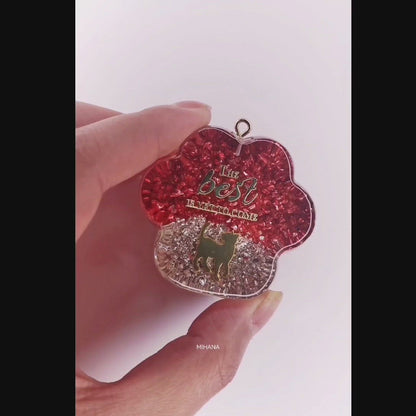 Red and Silver Blingbling Colour Cats Resin Paw Bagcharm