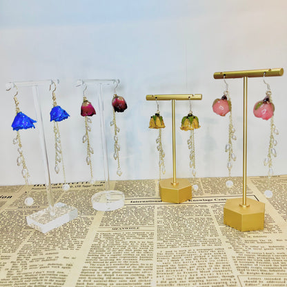 Real Rose Buds Earrings with Freshwater Pearls