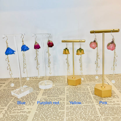 Real Rose Buds Earrings with Freshwater Pearls