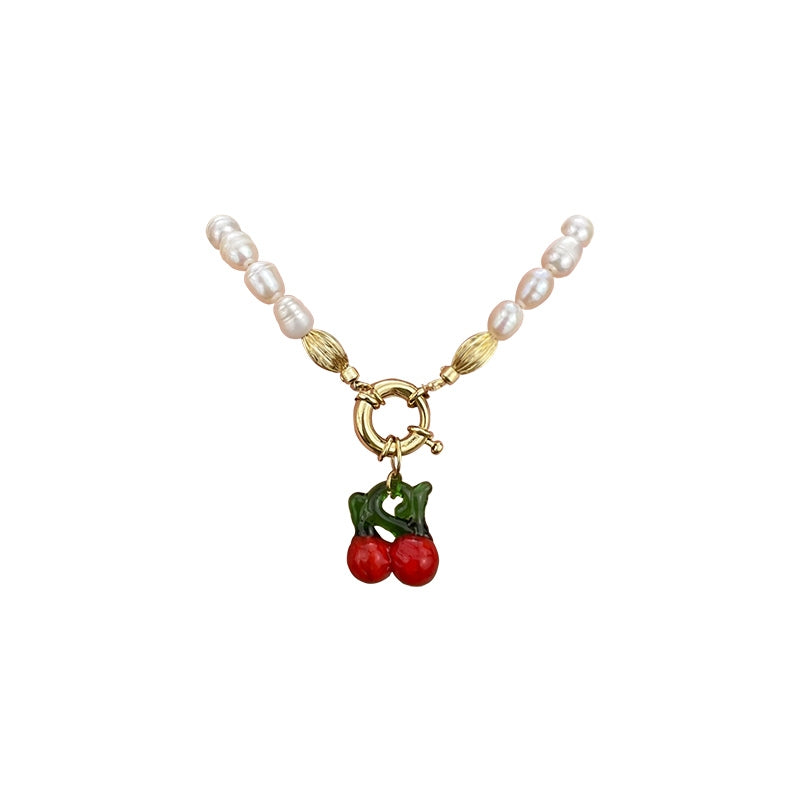 Freshwater Pearl with Cherry Bead Necklace